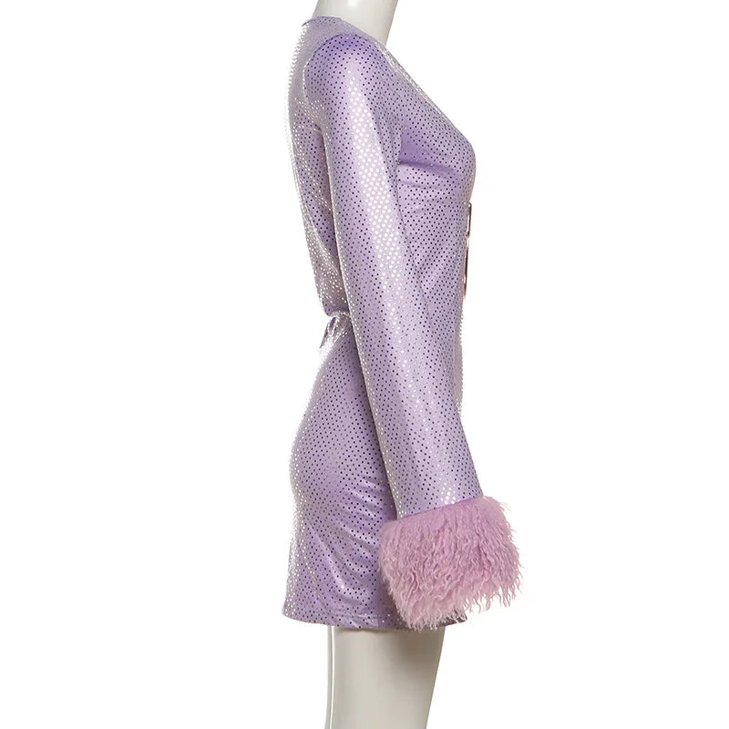 Shiny Tight Bodycon Slim Fit Mini Dress