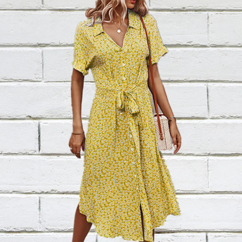 Casual Floral Breathable Knee-Length Dress