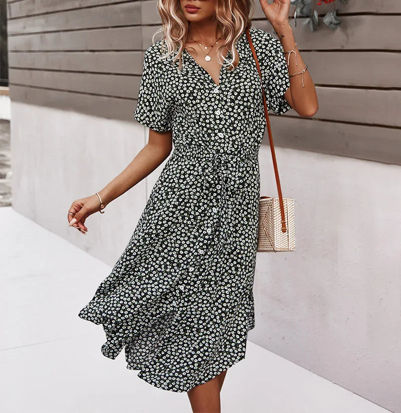 Casual Floral Breathable Knee-Length Dress