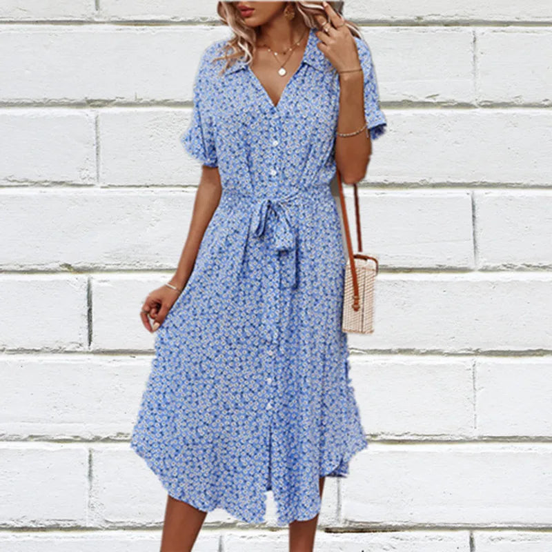 Casual Floral Breathable Knee-Length Dress