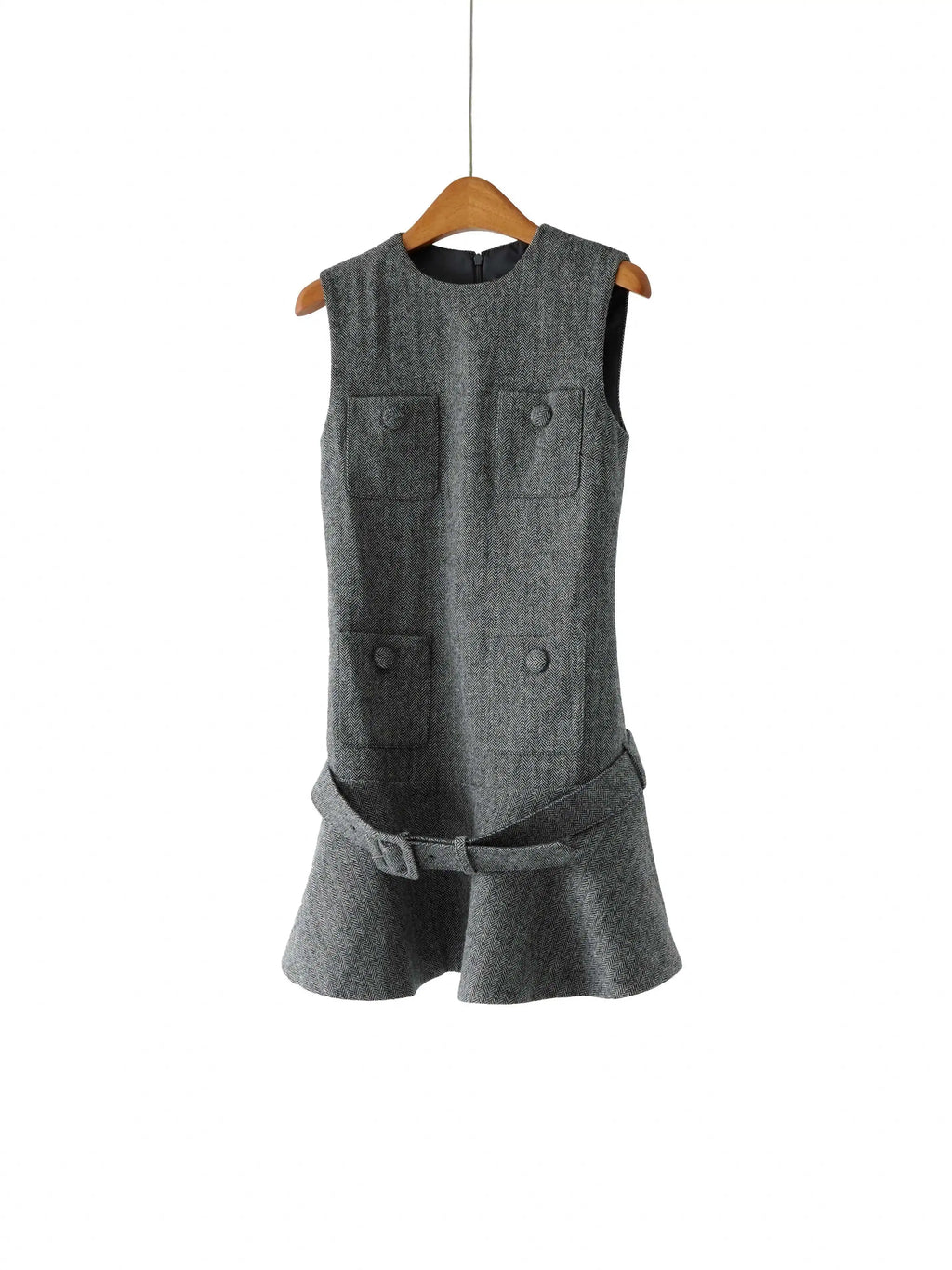 Mixed Color Sheep Dress with Belt