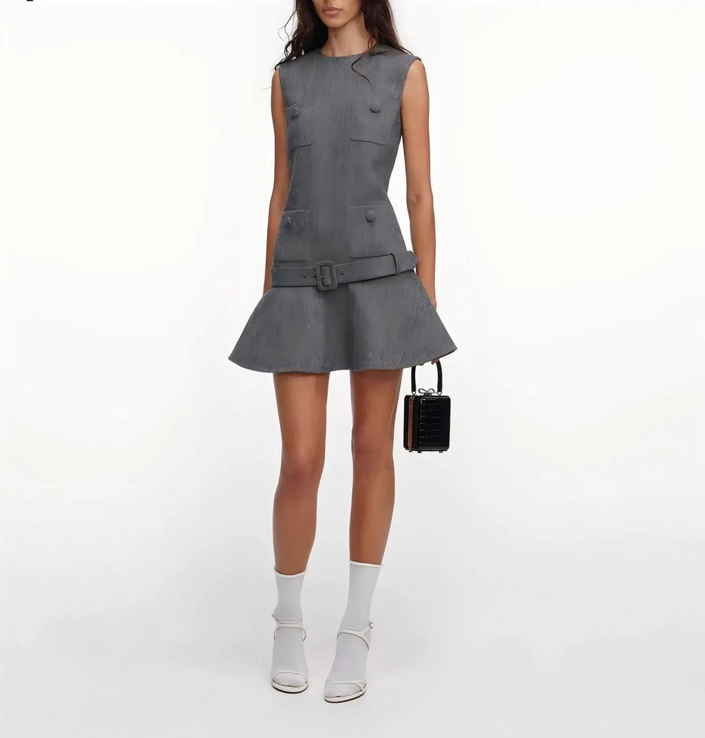 Mixed Color Sheep Dress with Belt